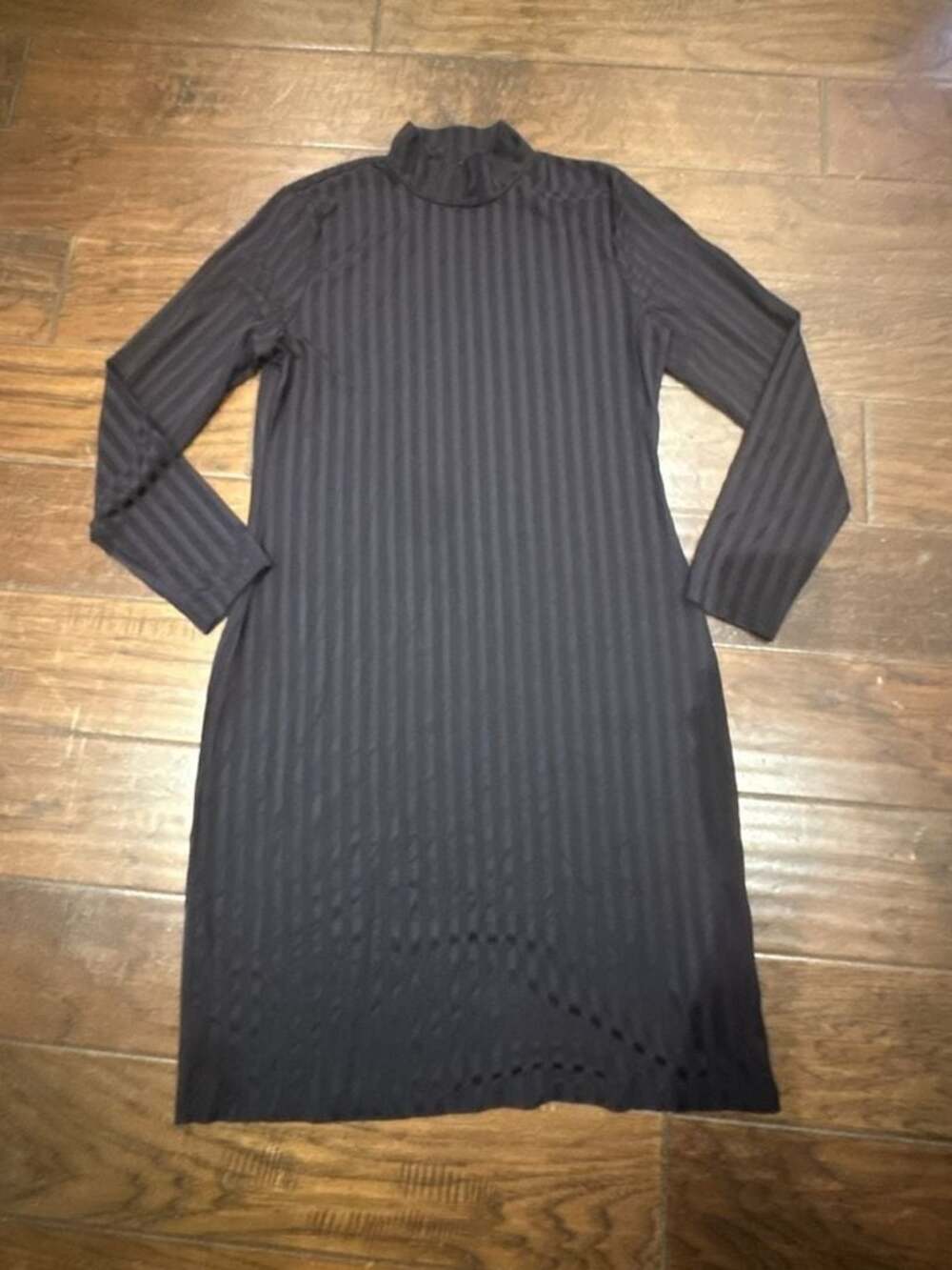 H&M Black Ribbed Mock Neck Long Sleeve Mini Dress
